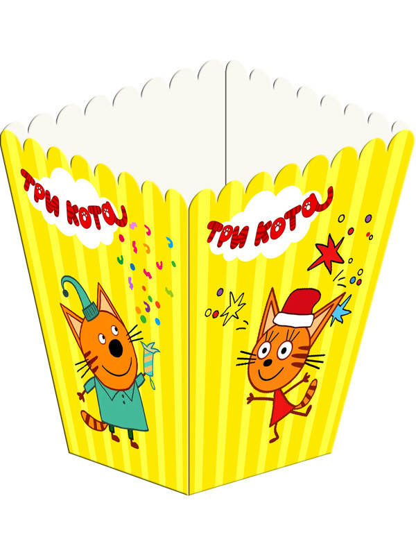 

Коробочки для попкорна Три Кота 5шт./уп. (герои мультфильмов) редкие коллекции -