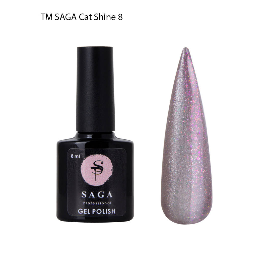 

Гель-лак Saga Cat Shine №08 (розовая хрустальная кошка), 8 мл