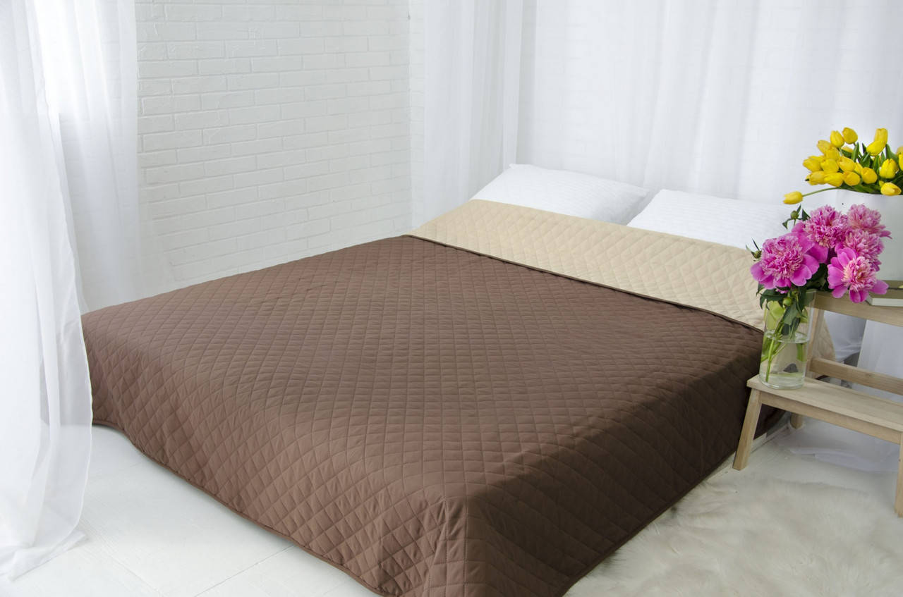 

Легкое стеганое двустороннее покрывало ViLur 150х210 микрофибра  Коричневый