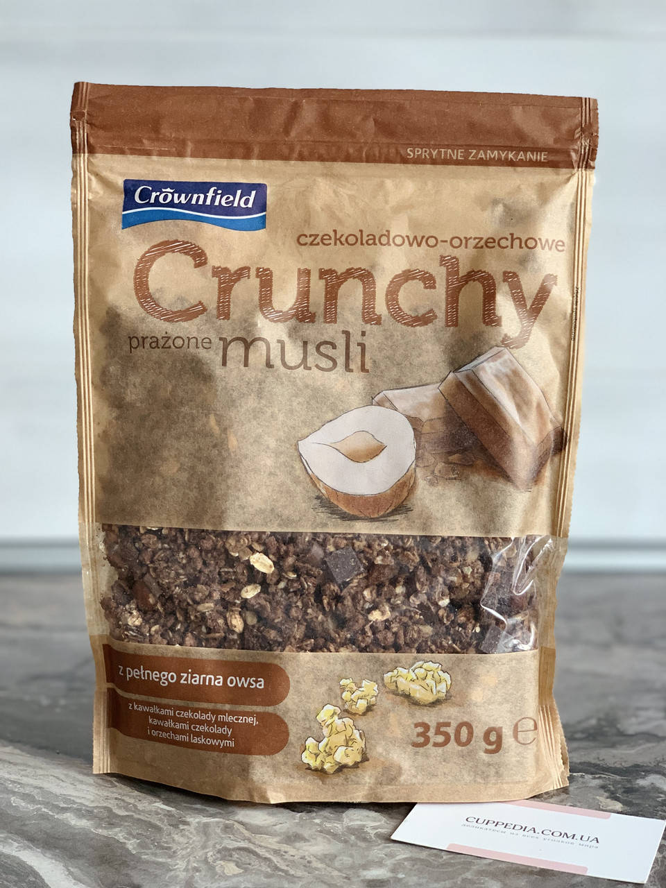 

Шоколадные мюсли кранчи Crownfield c кусочками шоколада и лесным орехом 350 гр