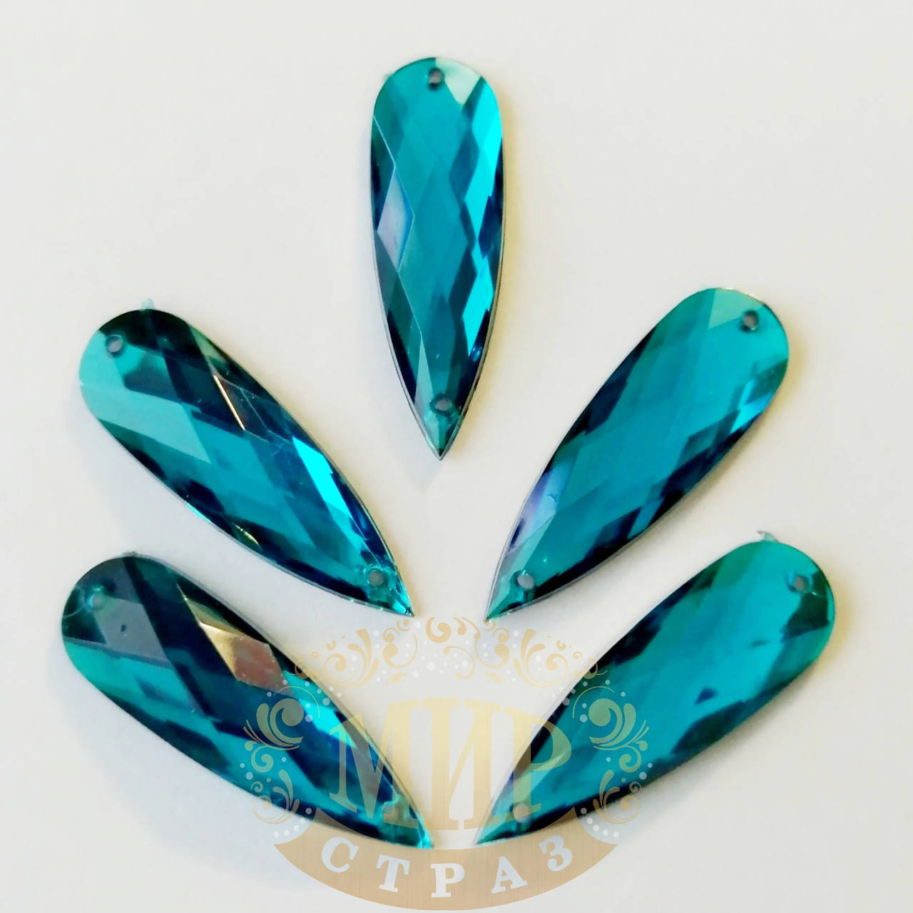 

Нашивные Капли (синтет.стекло), цвет Blue Zircon, 10х30мм, 1шт