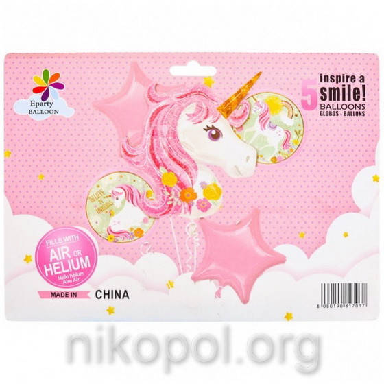 

Шарики фольгированные "Единорог" 5шт A-127, Разные цвета