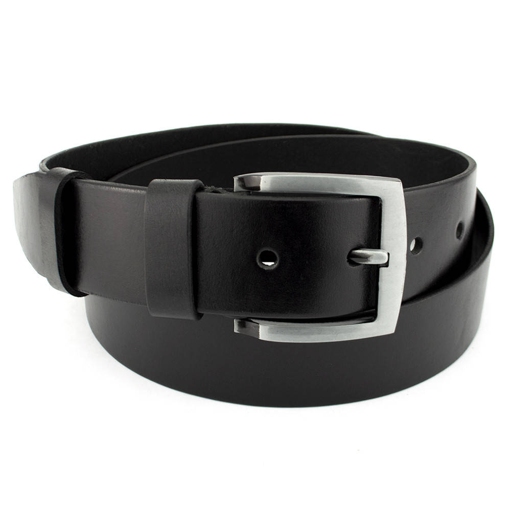 

Ремень мужской кожаный широкий черный JK-4570 (120 см)