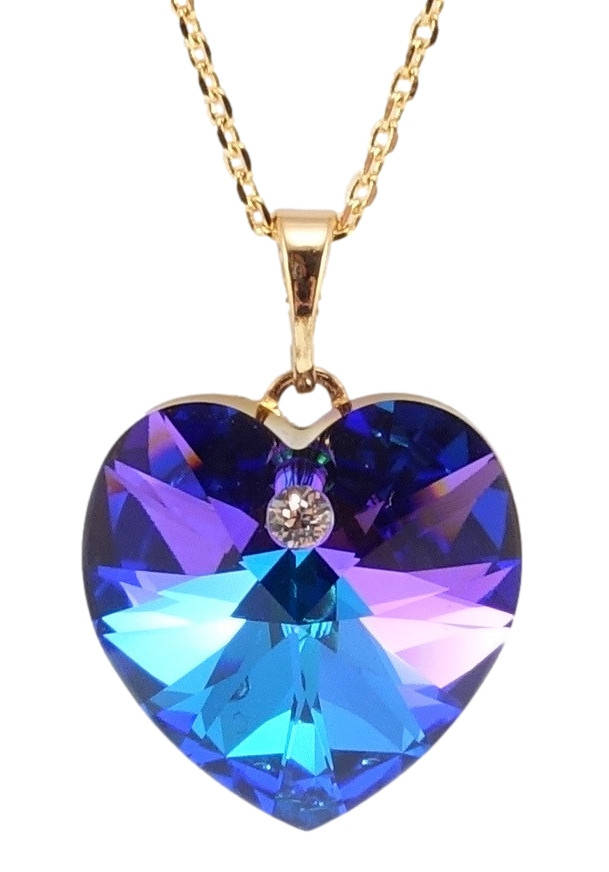 

Кулон Xuping 18K с кр-ми Swarovski на цепочке "Кристальное сердце Bermuda Blue" длина 39,5-45см х 1мм