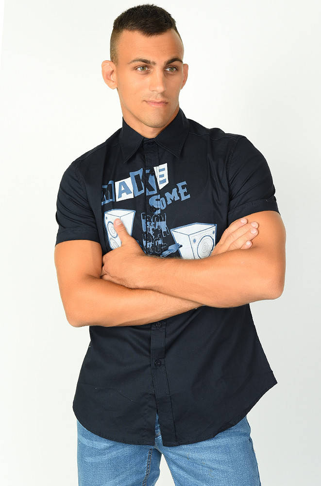 

Рубашка мужская темно-синяя 134512M, Темно-синий