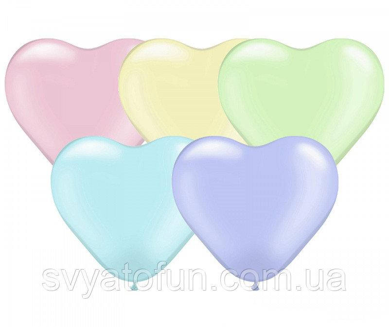 

Латексные воздушные шарики-сердца 12" Macaron Assorted (ассорти) 20шт/уп Kalisan