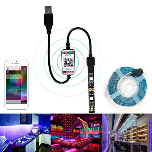 

LED RGB 2м лента подсветки ТВ с Bluetooth управлением, USB