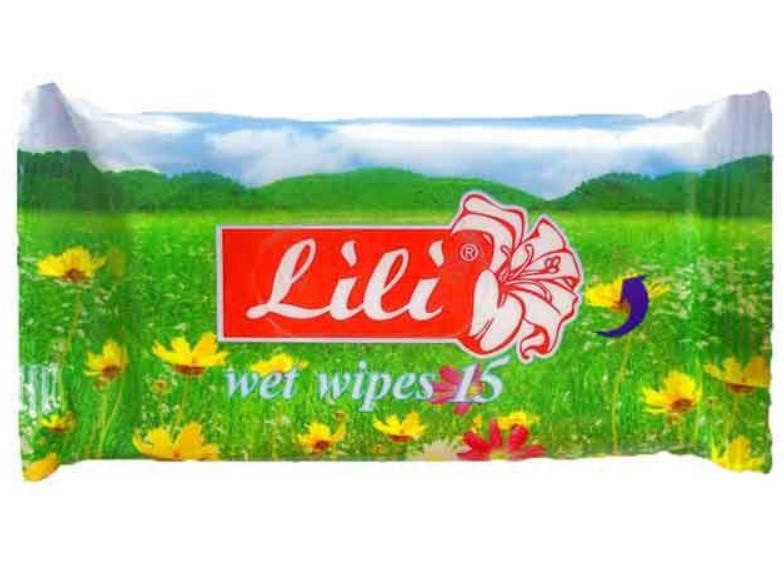

Антибактериальные влажные салфетки 15 шт, Lili Лили Луговая свежесть
