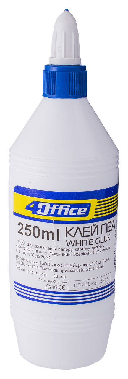 

Клей ПВА 250 мл з дозатором 4-419 4Office