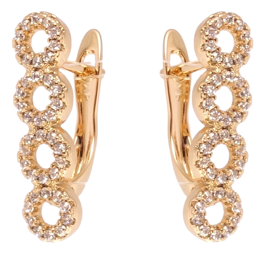 

Серьги Xuping QQMM Позолота 18K английский замок "Колечки инкрустация цирконием"
