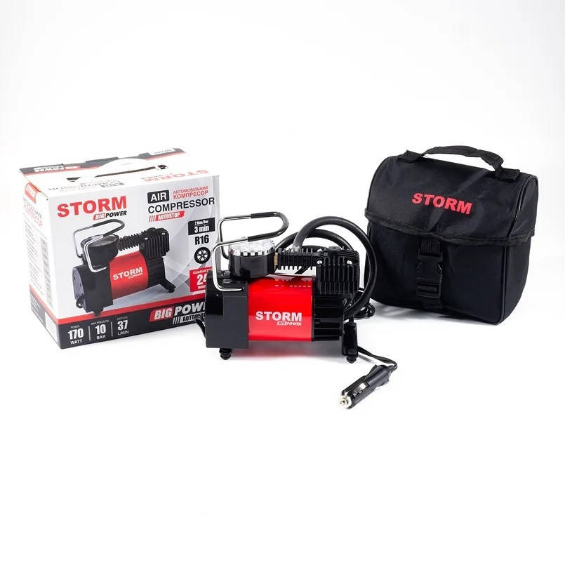 

Автомобильный компрессор STORM Big Power 20320 с автостопом автокомпресор насос для шин авто 10 атм, 37 л/мин,