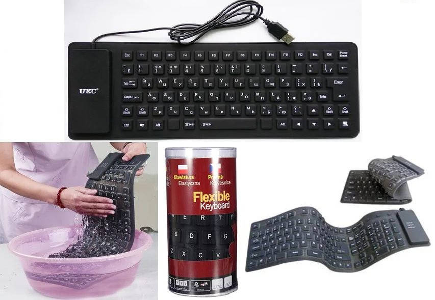 

Клавиатура складная силиконовая USB, UKC X3 влагозащищенная, оригинал, Черный