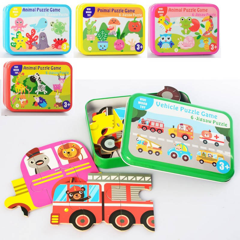 

Деревянная игрушка Пазлы в жестянке MD 2383