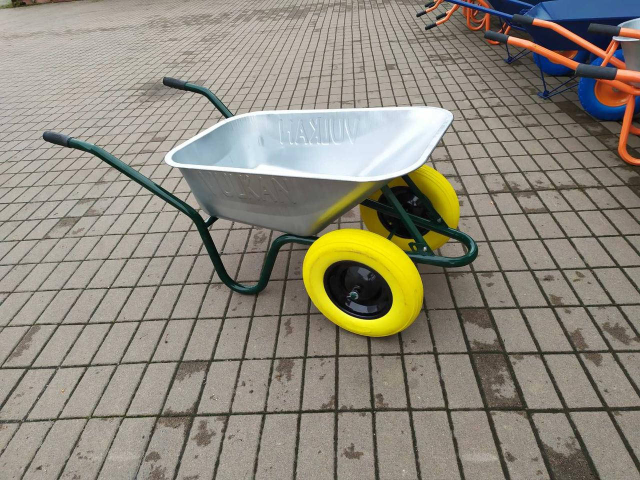 

VULKAN Тачка будівельна 2-х колісна 200кг/100л оцинкована колесо PU