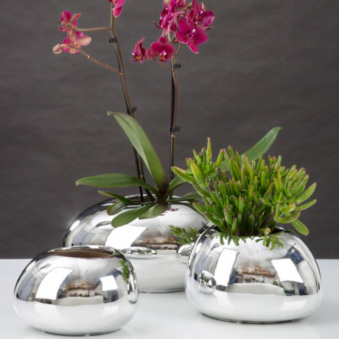 

Кашпо для цветов MIRROR SILVER керамика 22 зеркальный