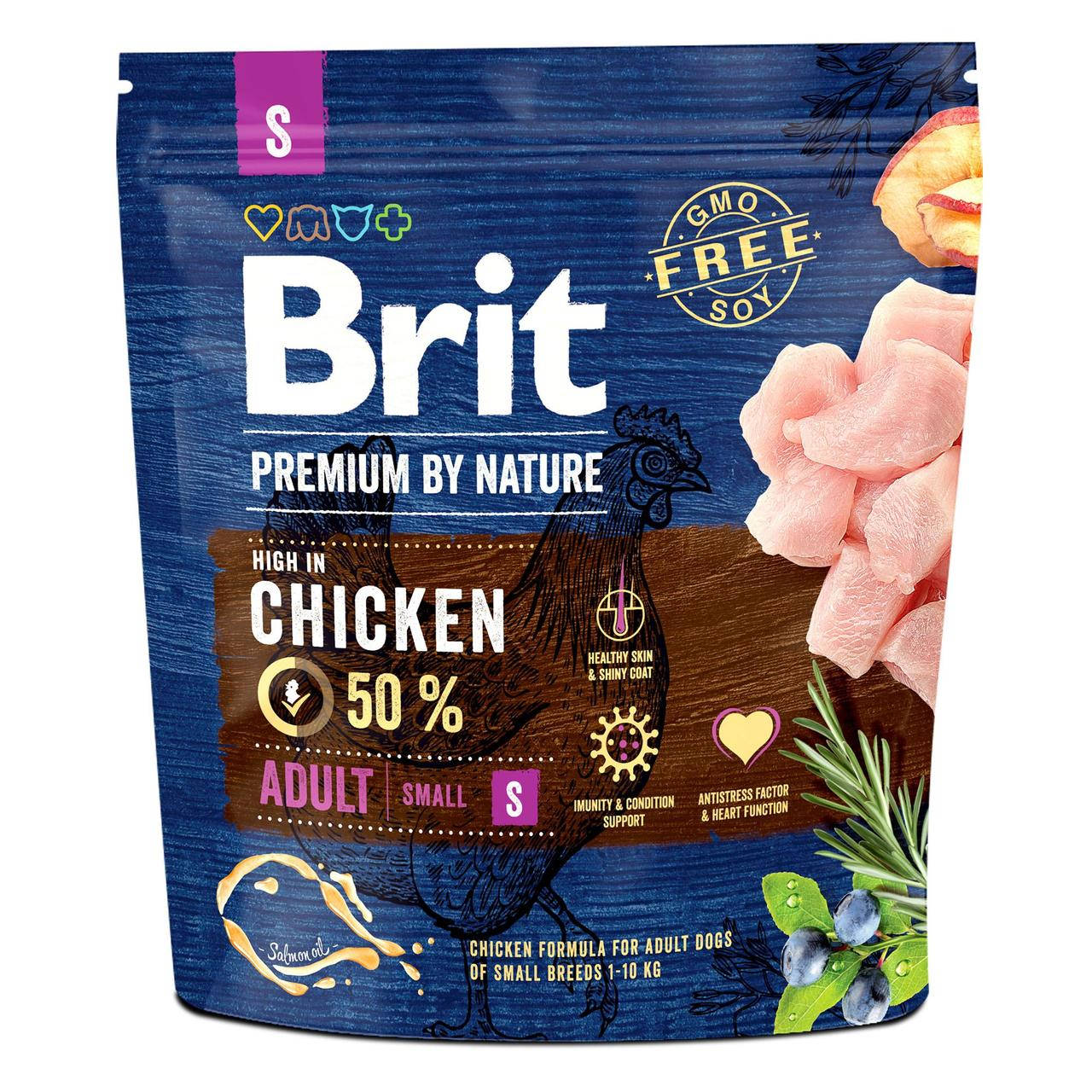 

Сухой корм для взрослых собак малых пород Brit Premium Dog Adult S с курицей 1 кг