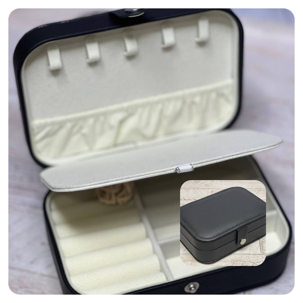 

Шкатулка для украшений (16*11*5см) Дейзи чёрная, Розовый