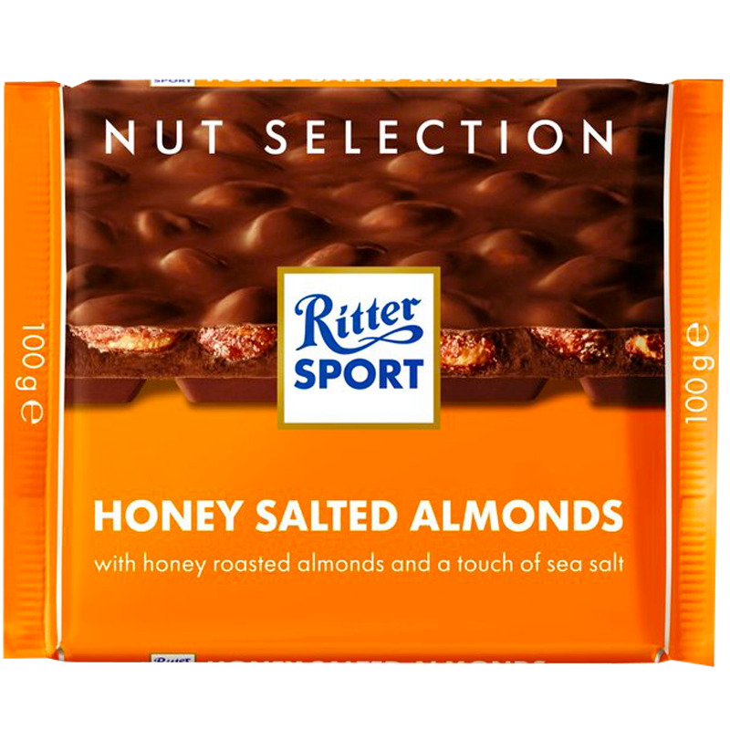 

Шоколад Ritter Sport HONEY SALT ALMONDS(Молочный шоколад с соленым миндалем и медом) 100г (1уп/11шт)