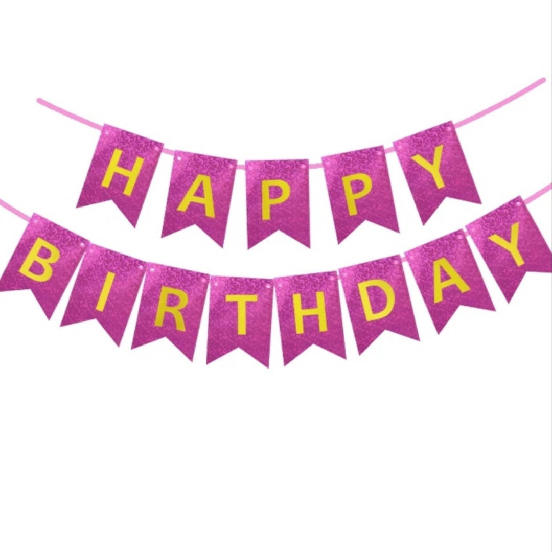 

Гирлянда флажки "Happy birthday" малиновая ГОЛОГРАМНАЯ