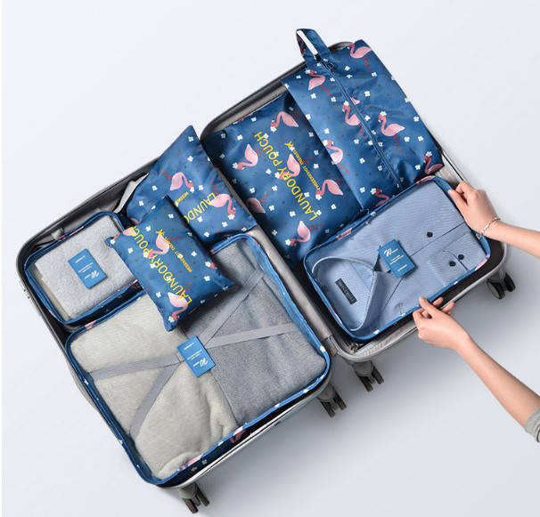 

Набор дорожных сумок для путешествия из 7 штук Фламинго синий