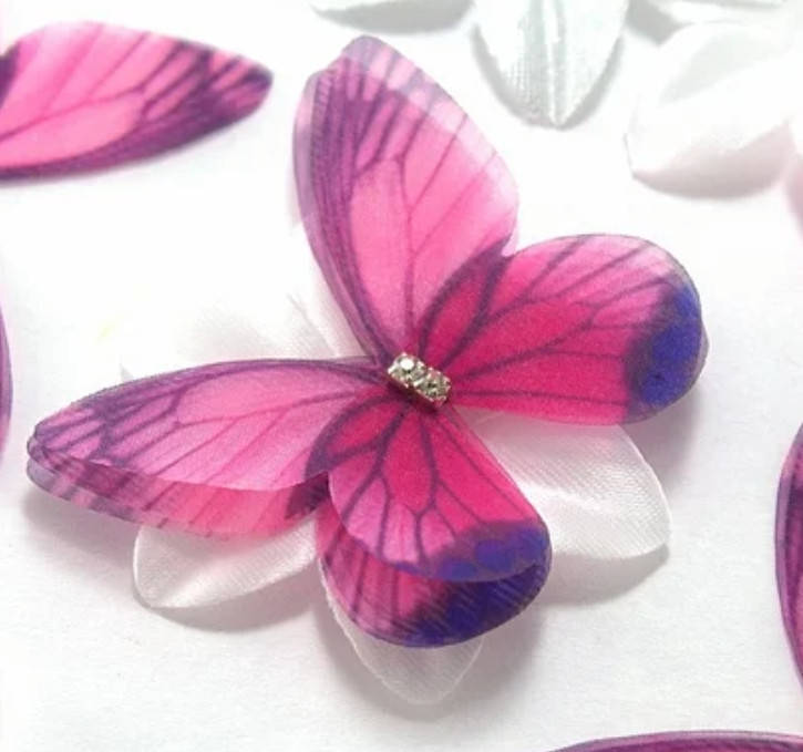 

Бабочка из шифона, двухслойные шифоновые бабочки 45х40мм