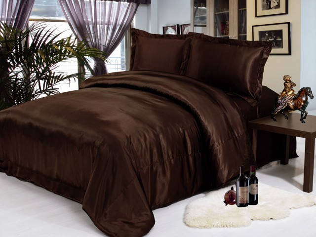 

Двуспальный комплект постельного белья из атласа Шоколад, Коричневый