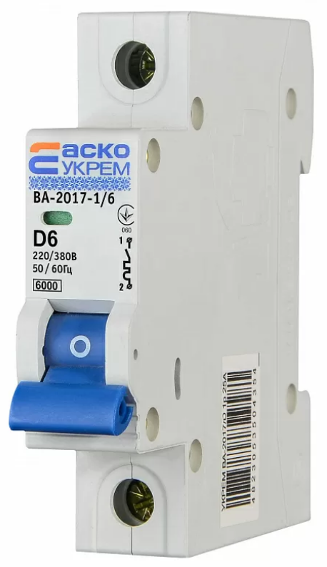 

Автоматический выключатель УКРЕМ ВА-2017/D 1р 6А АСКО