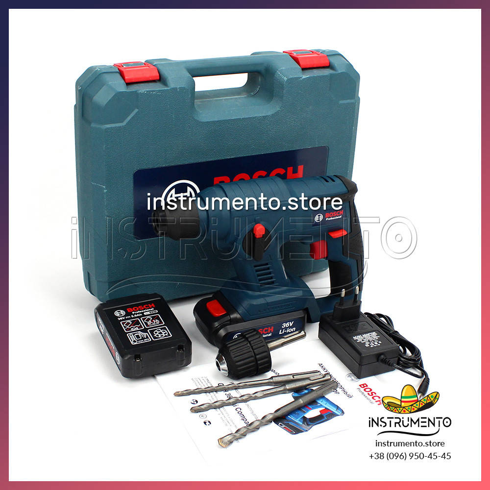 

Аккумуляторный перфоратор BOSCH GBH 36V-Li Compact (36V, 5AH) Профессиональный перфоратор Бош