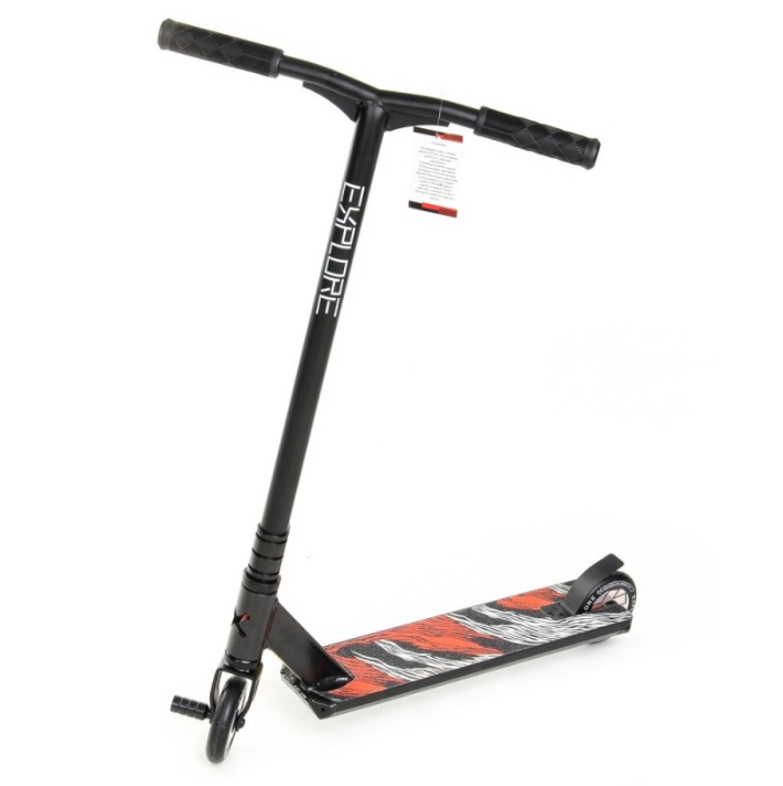 

Самокат трюковый черный Explore Credo пеги колеса 110 мм