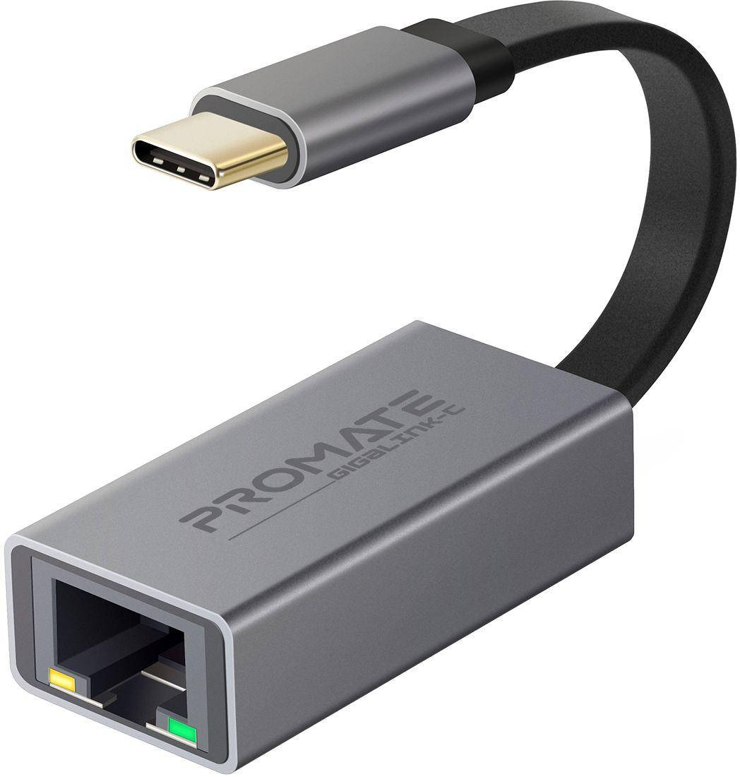 

Переходник Promate GigaLink-C USB Type-C/Ethernet 1Гбит/с Grey, Серый