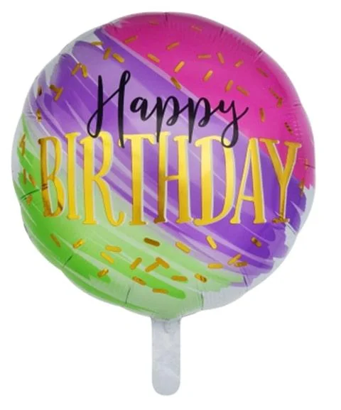 

Фольгированный шарик КНР 18" (45 см) Круг Happy Birthday конфетти, Разные цвета