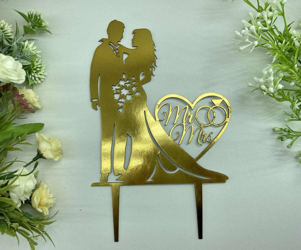 

Свадебный зеркальный топпер из ламинированного картона MrMrs