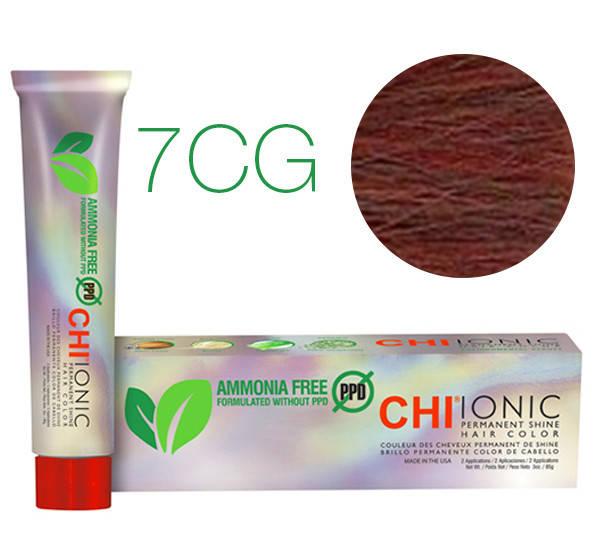 

Cтойкая безаммиачная краска для волос CHI Ionic 7CG (Темно-медный золотой блонд)