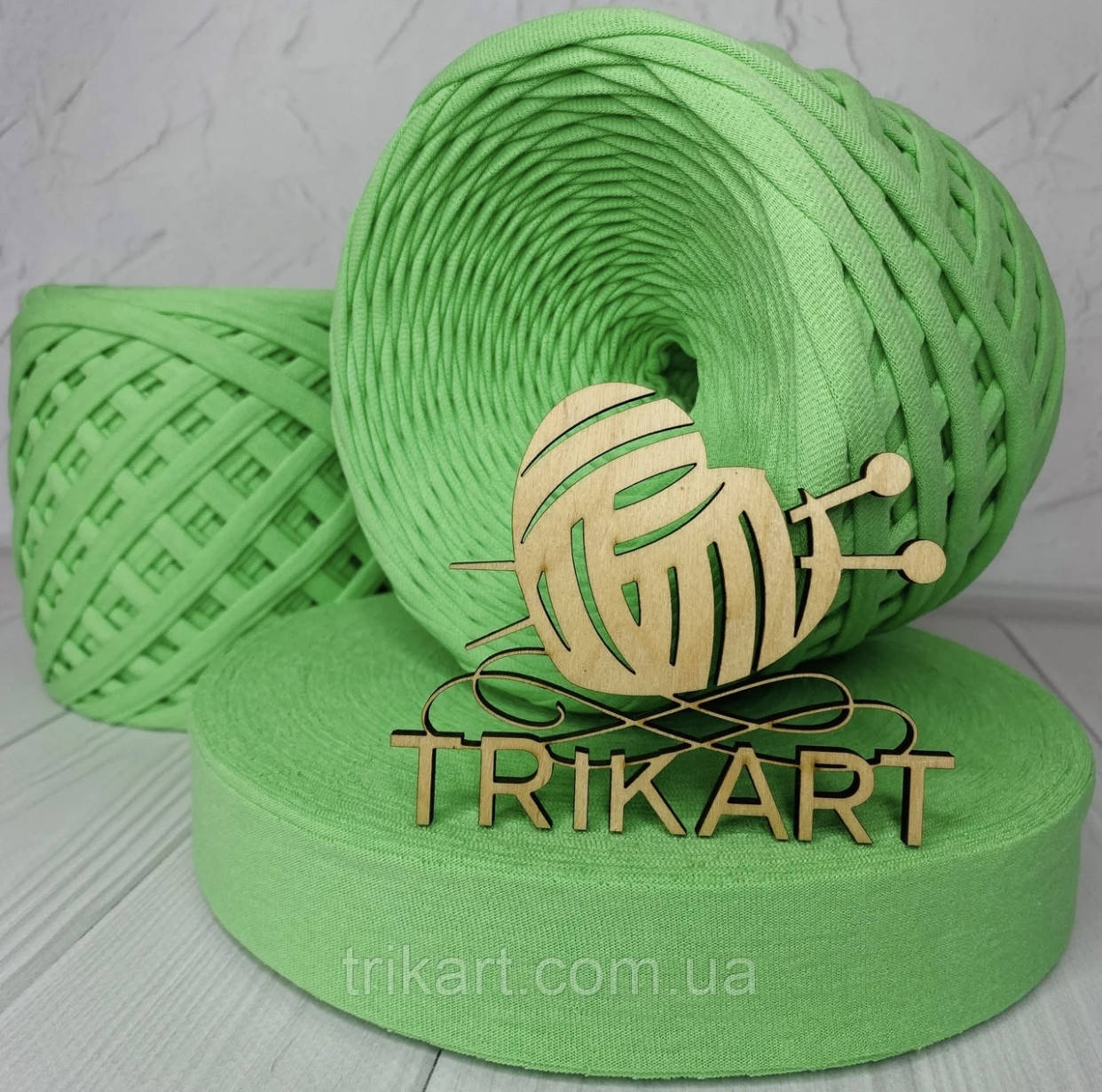 

Пряжа трикотажная TrikArt 7-9 мм бобина Зеленое яблоко, Зелёный