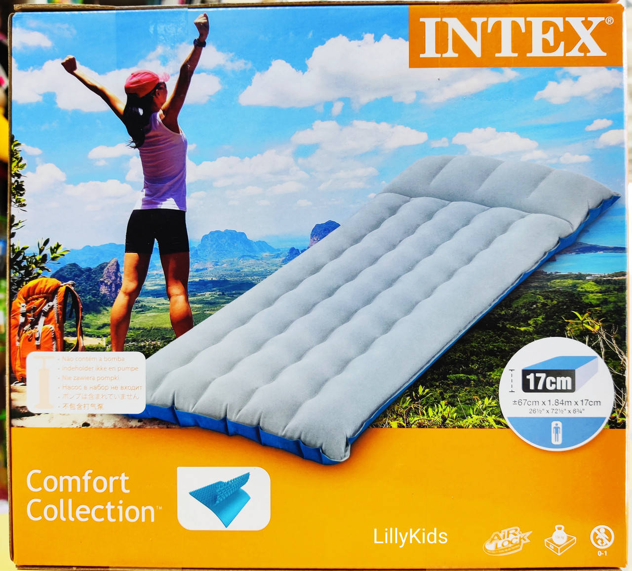 

Надувной матрас кемпинговый, велюр INTEX 67997, 67х184х17 см