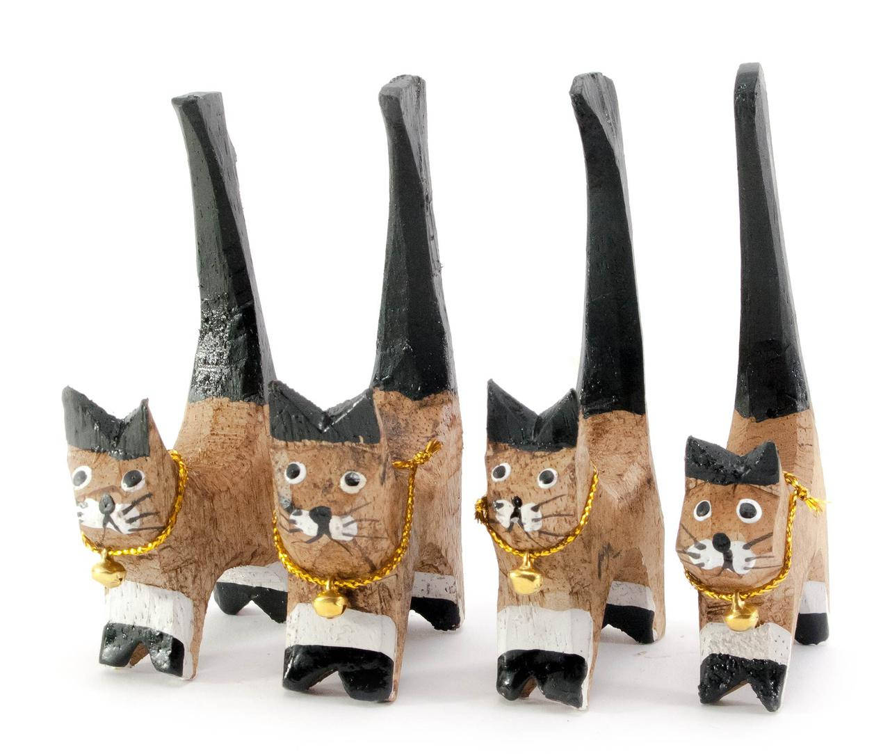 

Кошки деревянные кольцедержатели (н-р 4 шт)(11х5х7,5 см)цена за наборD