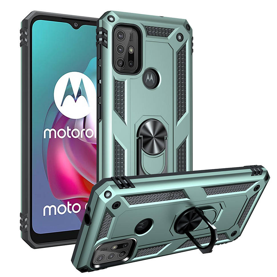 

Ударопрочный чехол Shell Ring для Motorola G20 Зеленый
