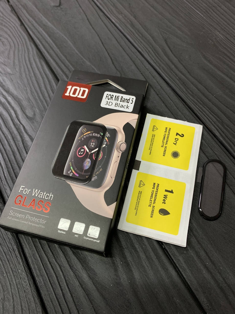 

Защитное стекло для Mi Band 5 10D чёрное, Прозрачный