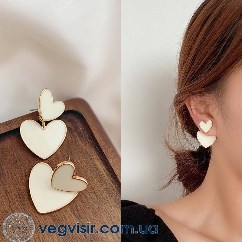 

Очаровательные серьги в форме сердца серьги-капельки с белой эмалью сердце стильные