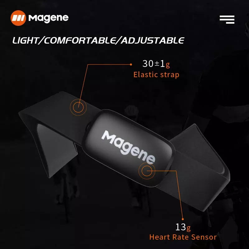 

Нагрудний датчик пульса Magene H64. ANT+& BLUETOOTH датчик сердечного ритма