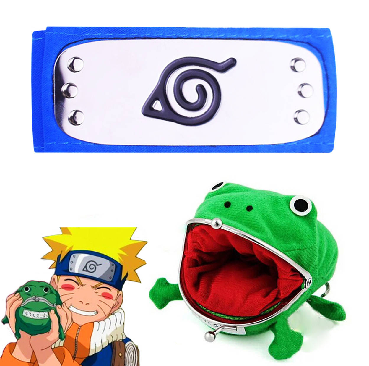 

Набор Наруто: Повязка Наруто Naruto + Кошелек Наруто в форме Жабы, cosplay Naruto