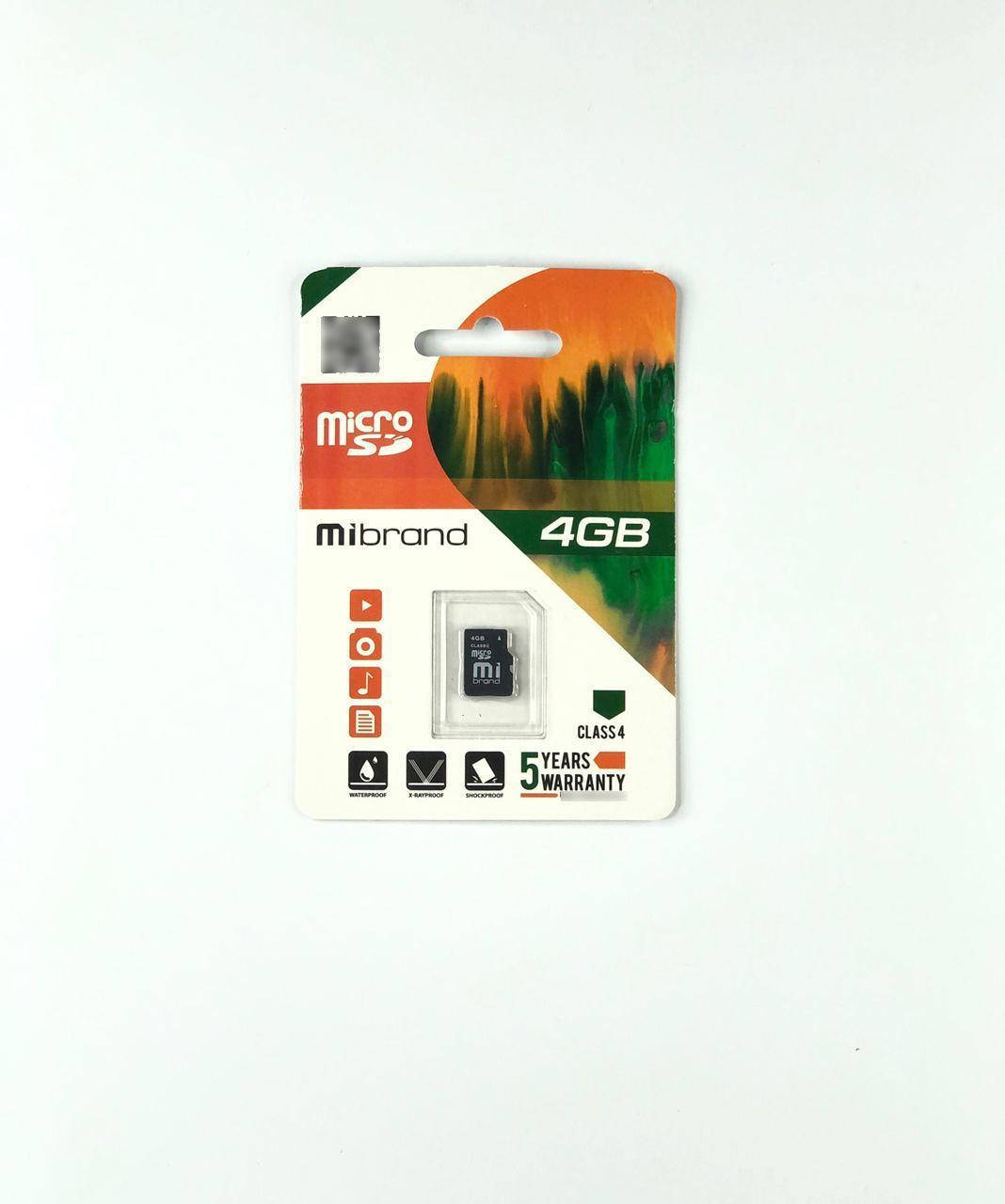 

Карта пам'яті Mibrand microSDHC 4GB Class 4 Без адаптера