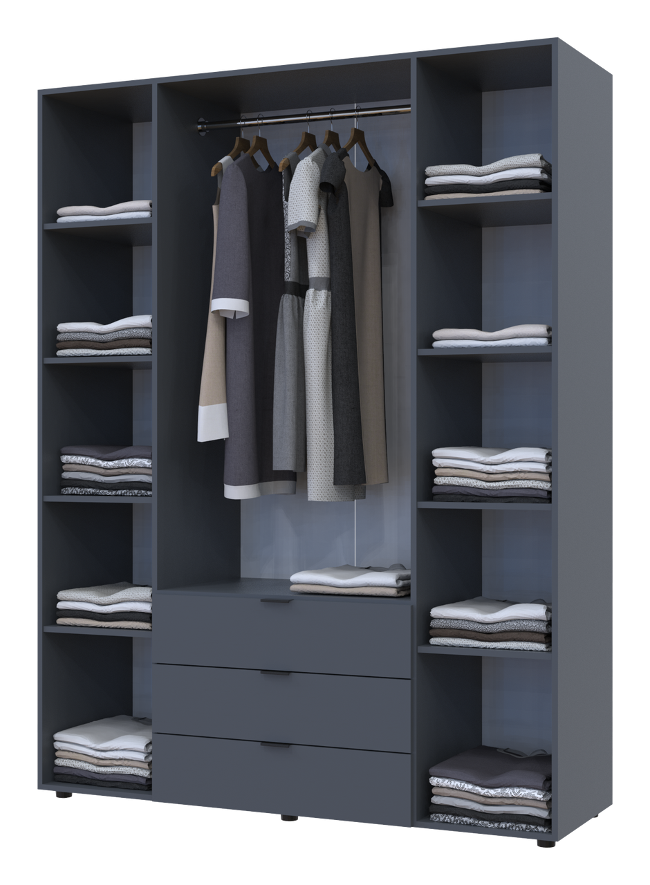 Розпашна Шафа для одягу Doros Гелар Графіт 4 ДСП 155х49,5х203,4 (80737075) 3