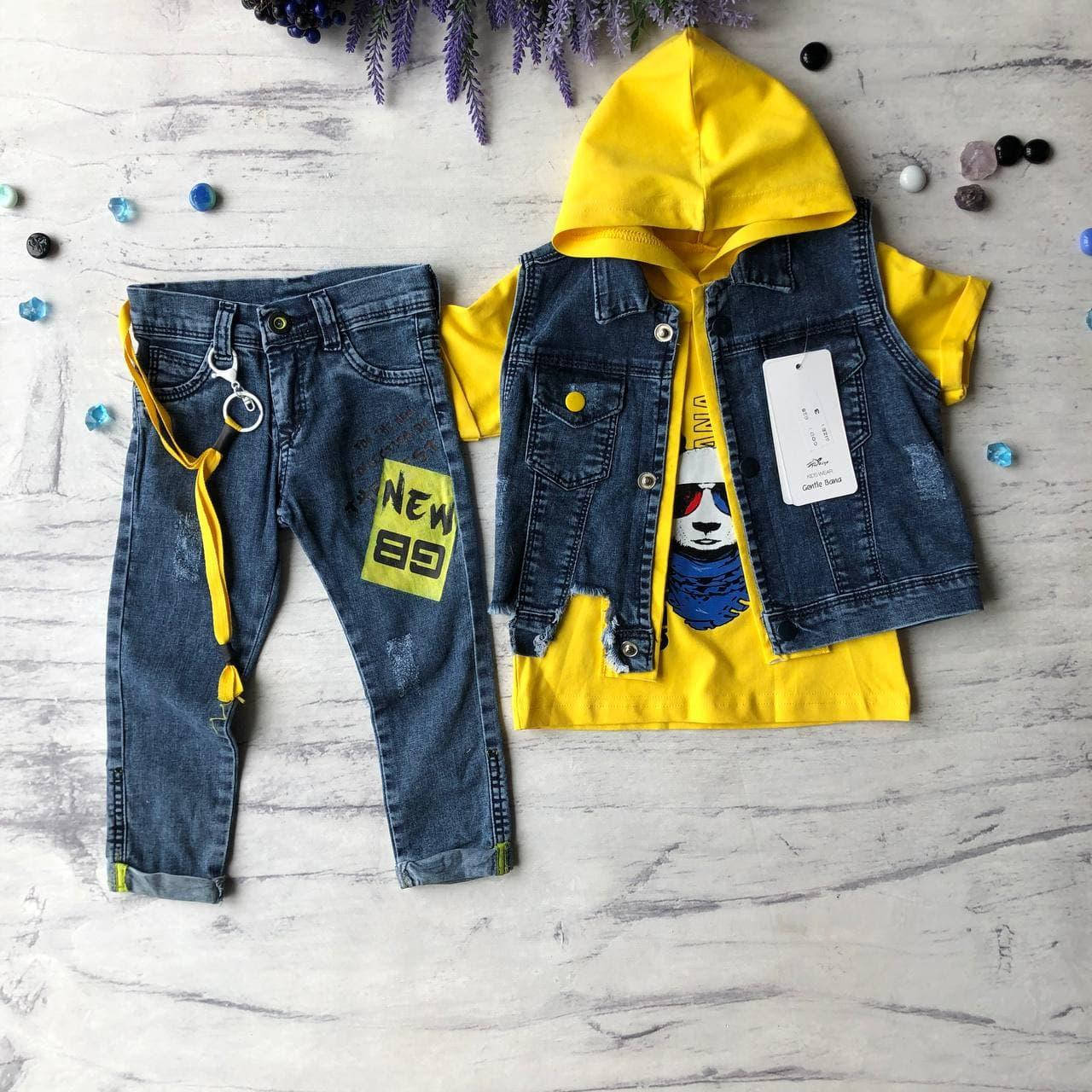 

Летний джинсовый костюм на мальчика 555. Размер 110 см, 116 см