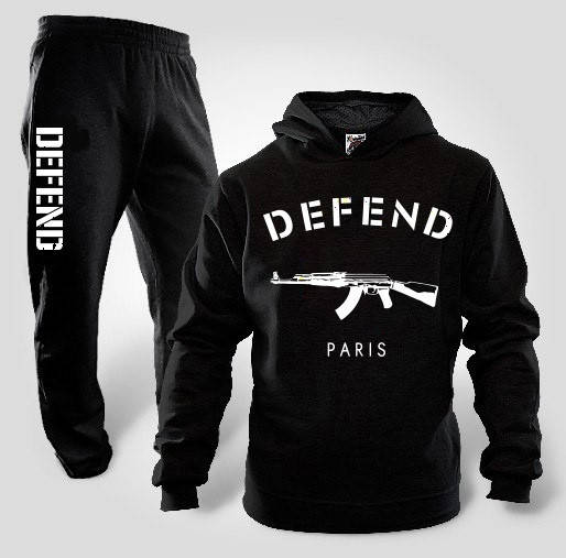 

Мужской трикотажный черный костюм с капюшоном | defend paris XXL