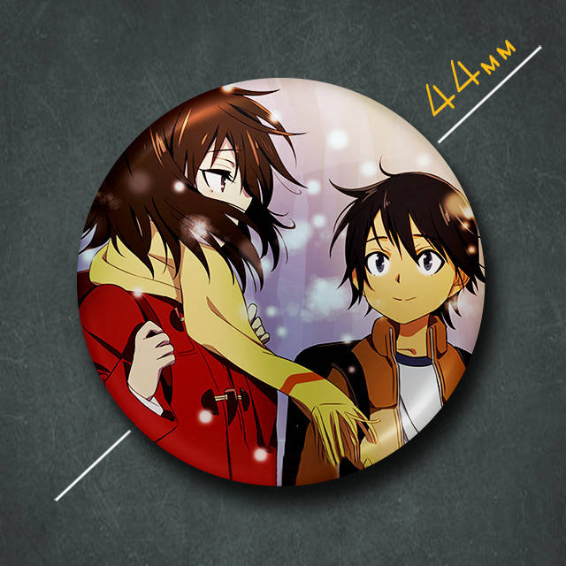 

"Сатору Фудзинума и Каё (Город, в котором меня нет / Erased)" значок круглый на булавке Ø44 мм