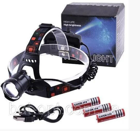 

Фонарь налобный XQ-218-HP50 (ЗУ micro USB, 3x18650, power bank, signal light, zoom) Box