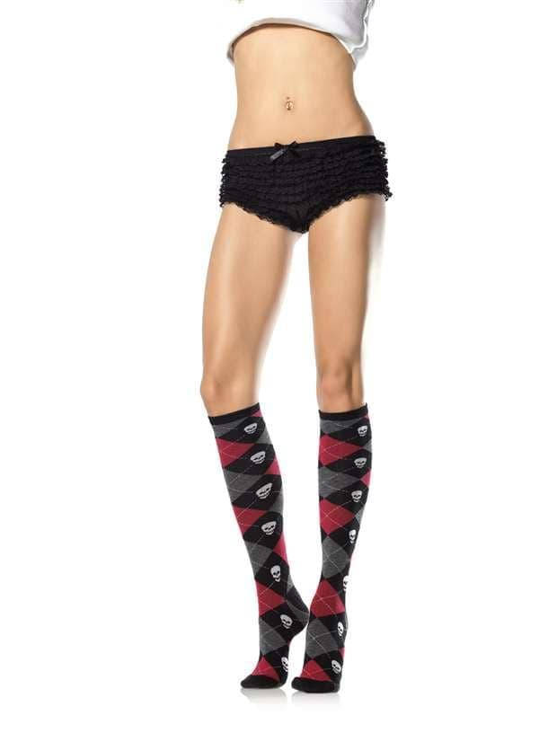

Гетры в клеточку с черепами, (черный) Leg Avenue LEG5592
