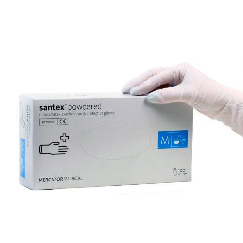 

Перчатки Mercator Medical Santex  латексные опудренные текстурированные Белый