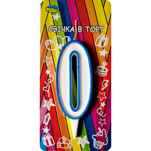 

Свеча цифра 0 голубой контур